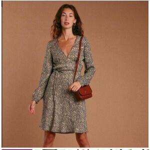 Rouje Aurore Dress Black and Cream Long Sleeve Dress NWT